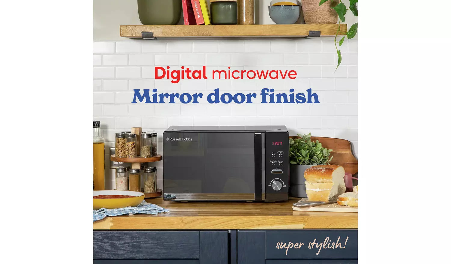 Russell Hobbs 800W Standard Microwave RHM2076B - Black