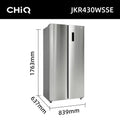 CHiQ JKR433WSSE 430L 84cm Wide Stainless Steel No Frost American Style Fridge Freezer – Side by Side, Dual Inverter Tech, E Rated