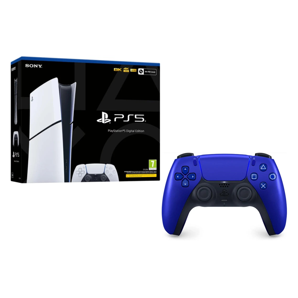 Sony PlayStation 5 Console - Digital Edition - Slim version + Sony Official PlayStation 5 - DualSense Wireless Controller - Cobalt Blue