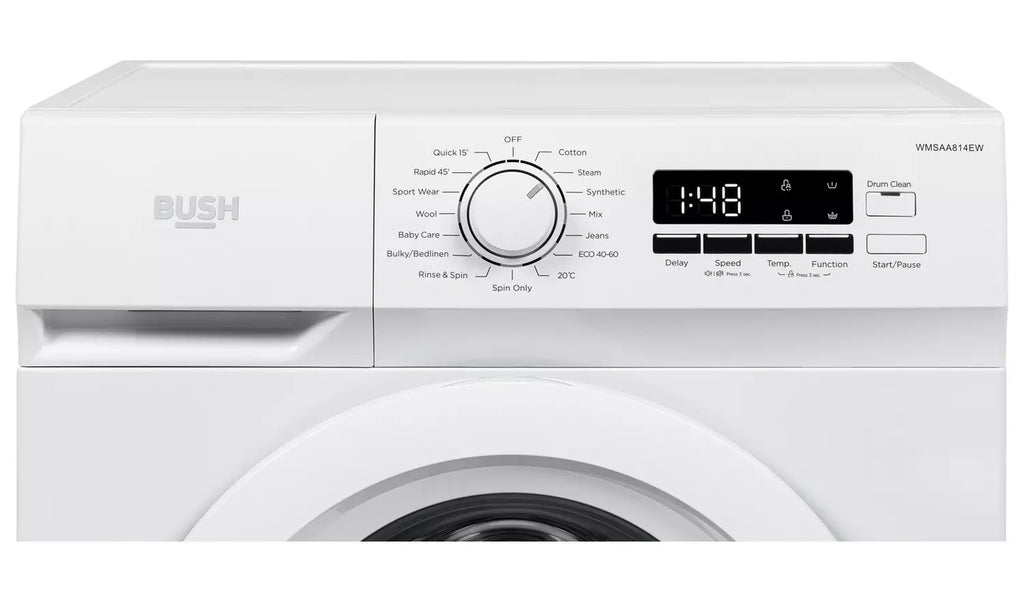 Bush WMSAA814EW 8KG 1400 Spin Washing Machine - White