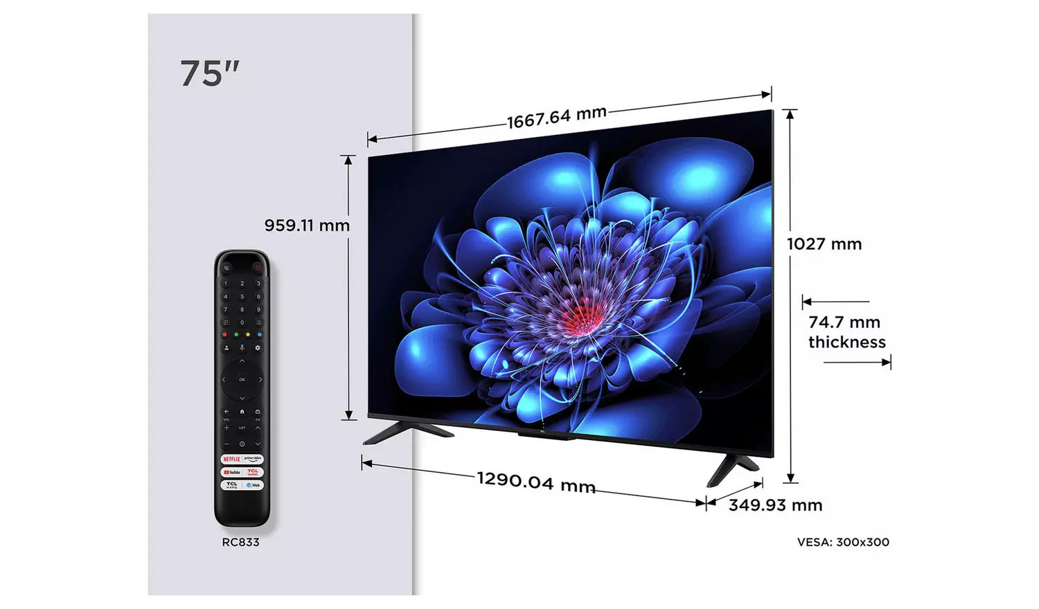 TCL 75 Inch 75P6K Smart 4K UHD HDR DLED TV