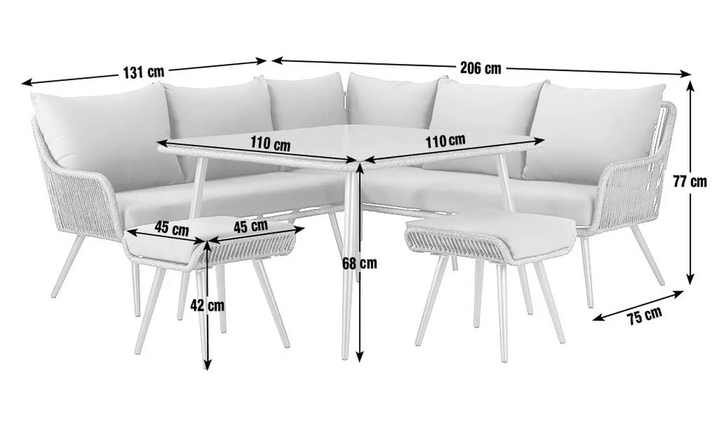 Habitat Malta 6 Seater Garden Corner Sofa Set- Black